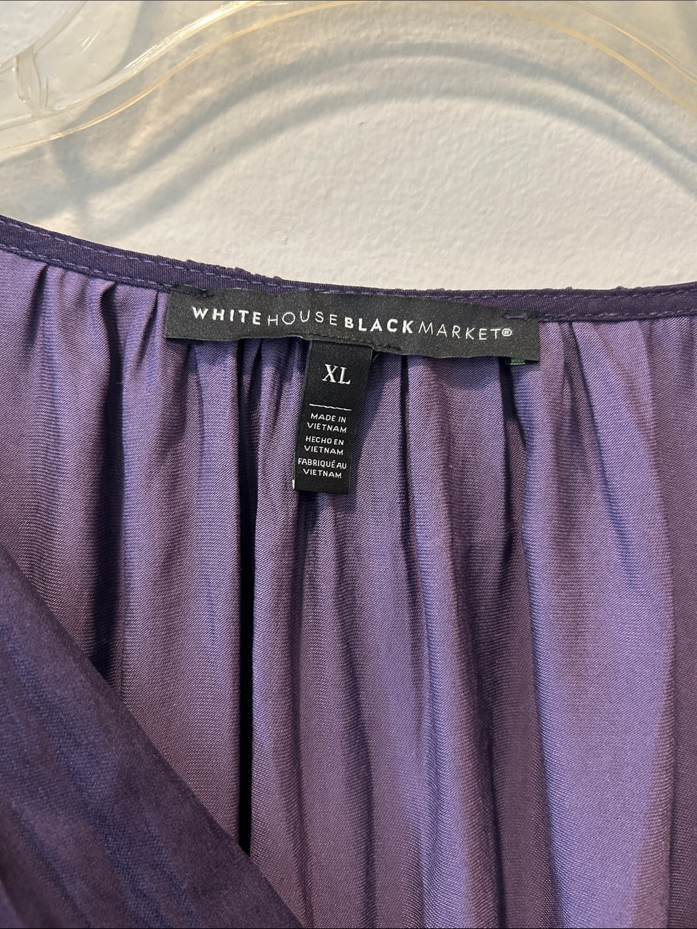 White House Black Market Purple V-Neck Smocked Peplum Blouse - Picture 2 of 6